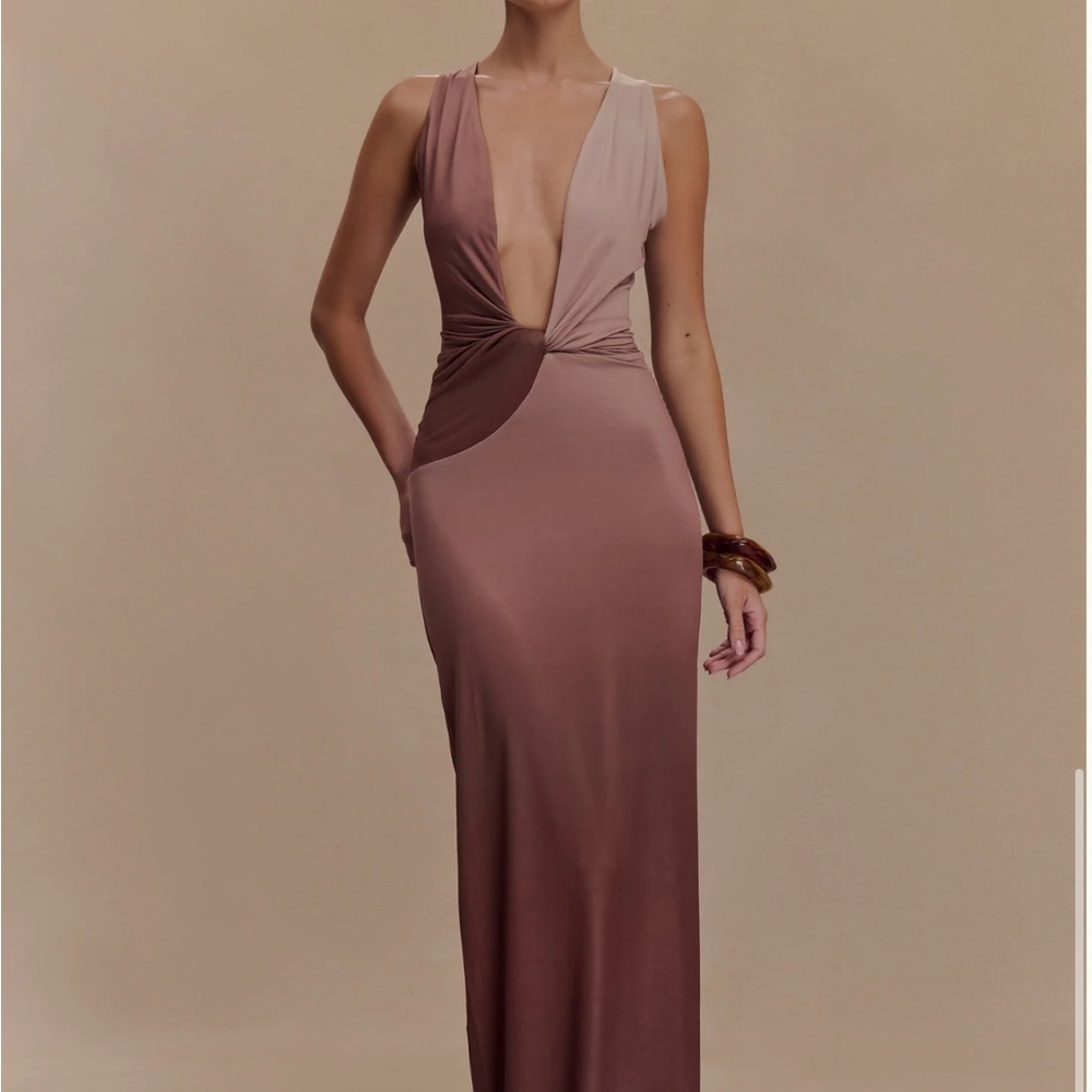 Meshki Two-Tone Mauve & Blush Maxi Dress